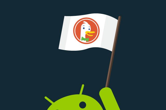 The Android logo waving a DuchDuckGo flag.