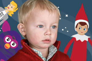 A sad looking child at Christmas.