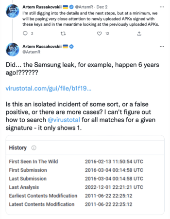 Tweet about Samsung lost keys.
