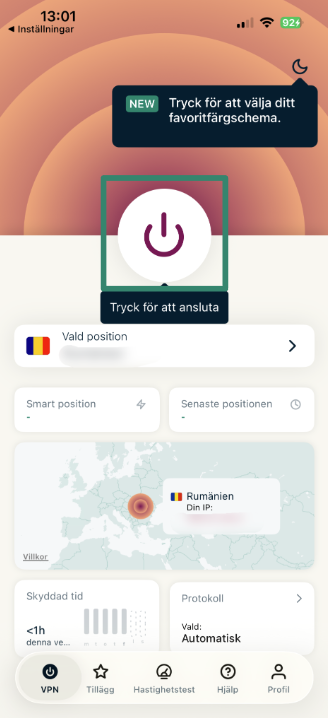 Connecting to ExpressVPN on iOS.