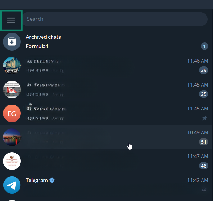 The Telegram desktop app menu icon.