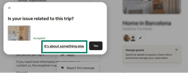 Airbnb Messages screen showing how to report a message.