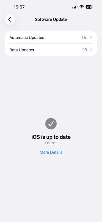 Checking for an iOS system software update.