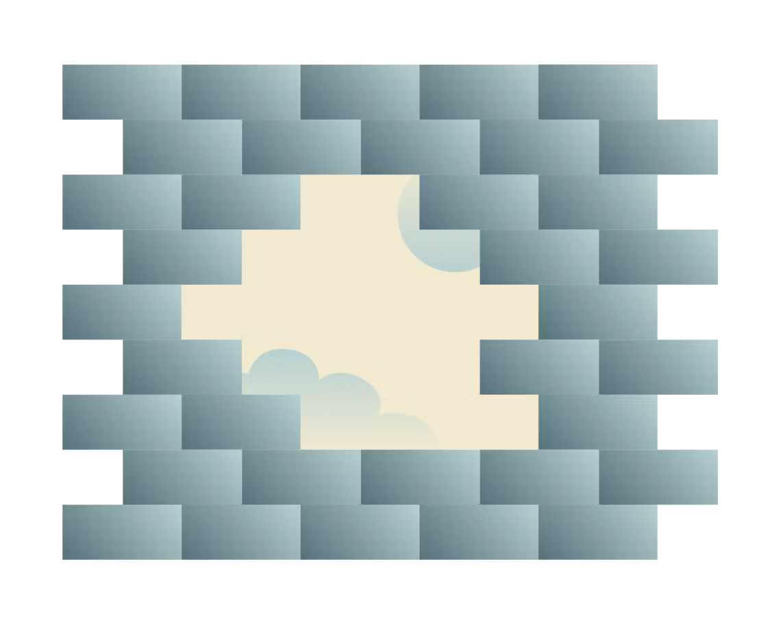 Pared de ladrillos con una abertura.