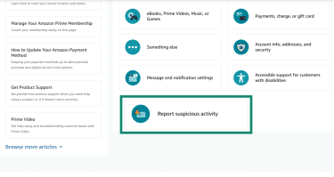 Scroll down and click Report suspicious activity.