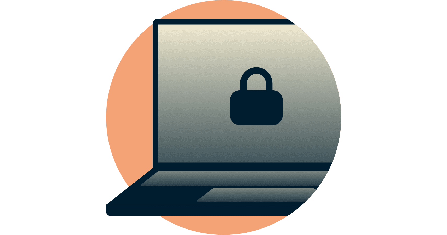 Closed padlock on computer screen. Network Lock keeps your data secure.