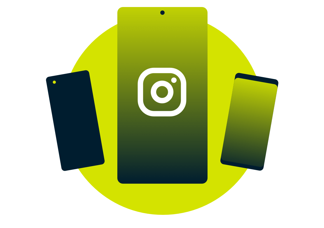 Mobile enheder med Instagram-logoet.