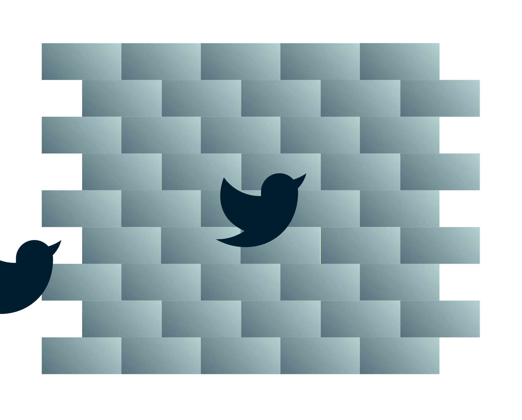 트위터 새들이 벽으로 향하고 있습니다.