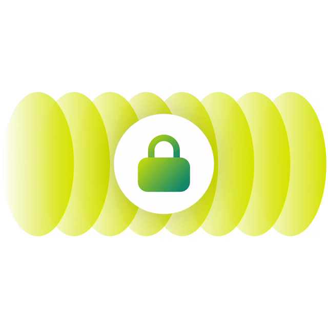 Grønn krusning med en sikret lås på den.