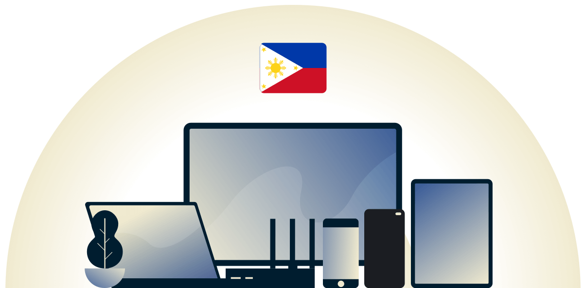 VPN das Filipinas protegendo uma variedade de dispositivos.