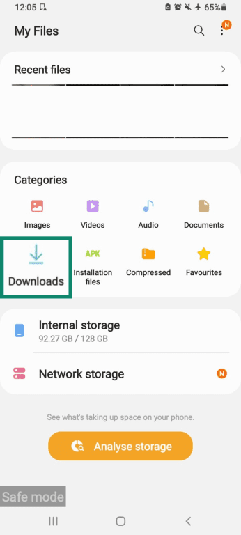 Downloads folder in My Files on Android (Samsung).