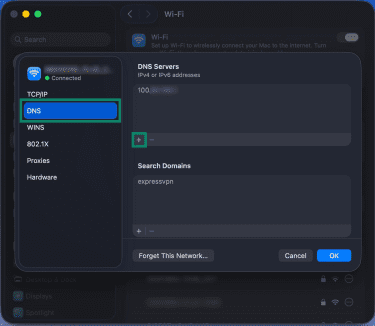 Adding new DNS server on macOS.