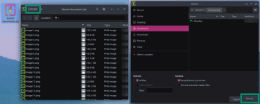 Unzipping Linux archives through Archive Manager.