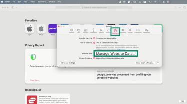 Where to find cookies on Safari browser.