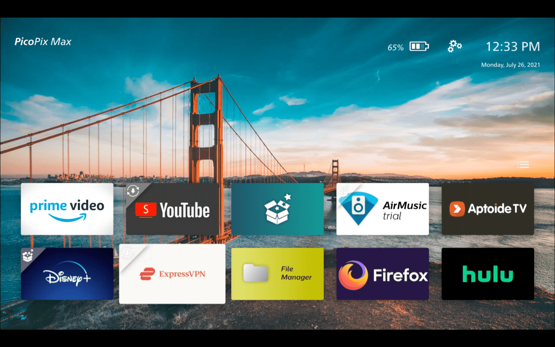 ExpressVPN on Philips Screeneo projector homescreen.